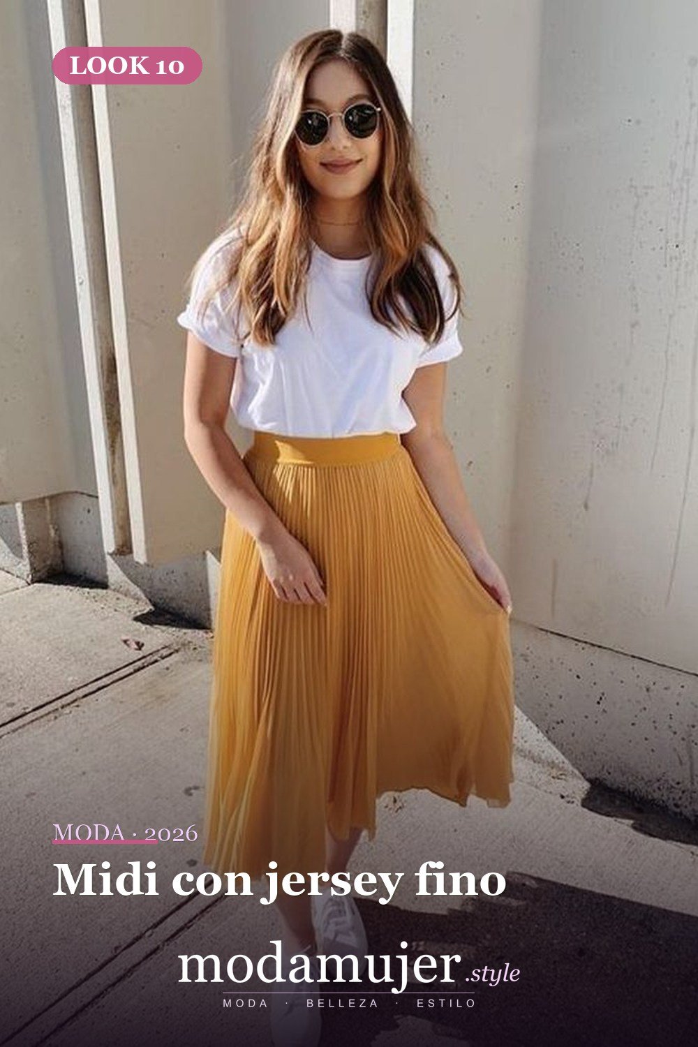Midi con jersey fino — 35 trajes casuales de primavera para mujer con faldas midi