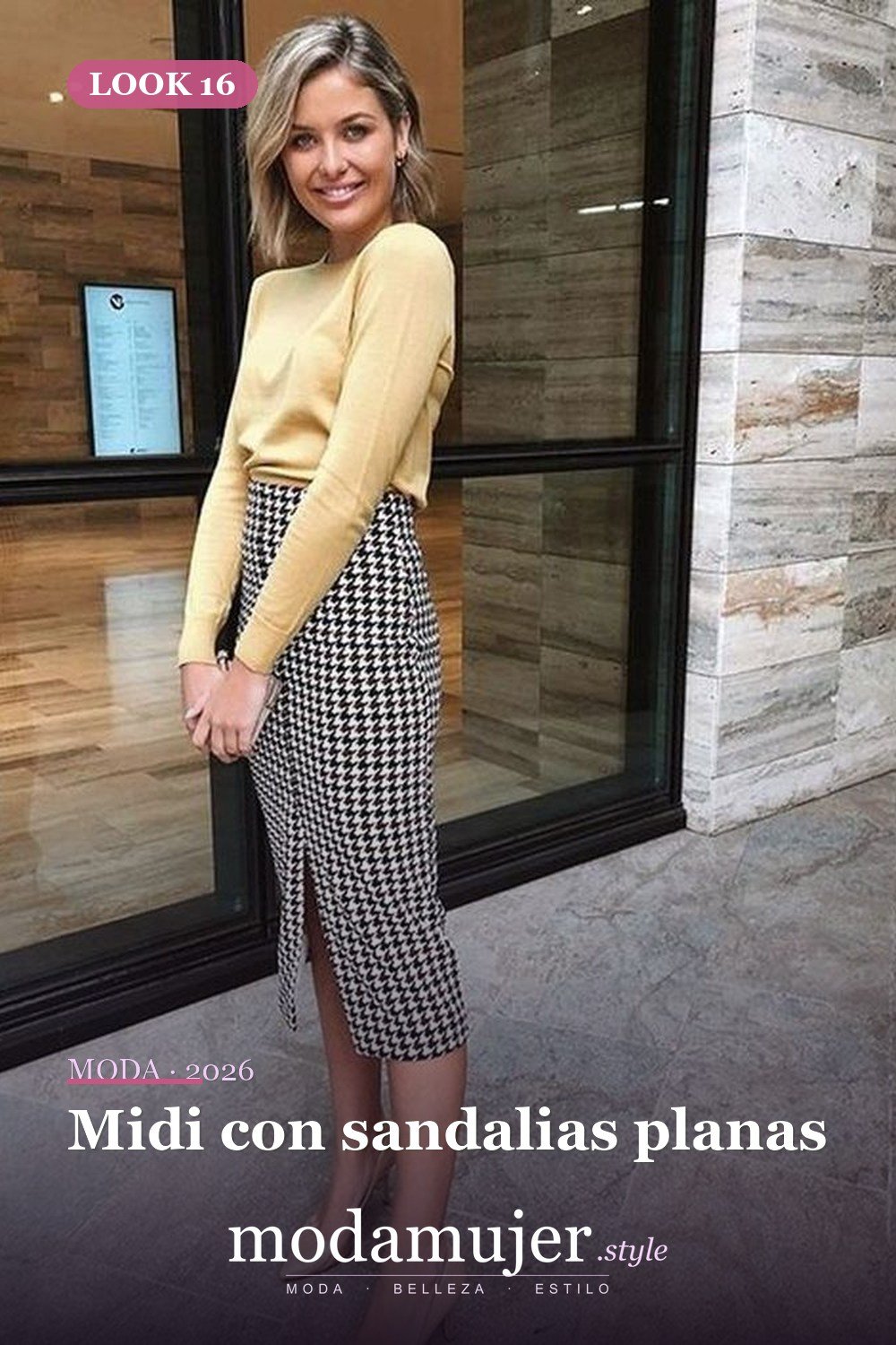 Midi con sandalias planas — 35 trajes casuales de primavera para mujer con faldas midi
