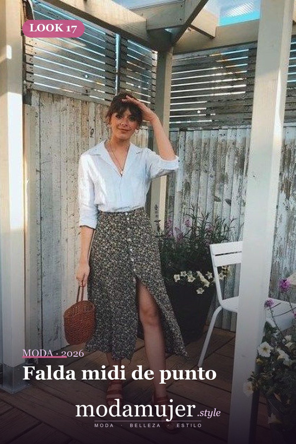 Falda midi de punto — 35 trajes casuales de primavera para mujer con faldas midi