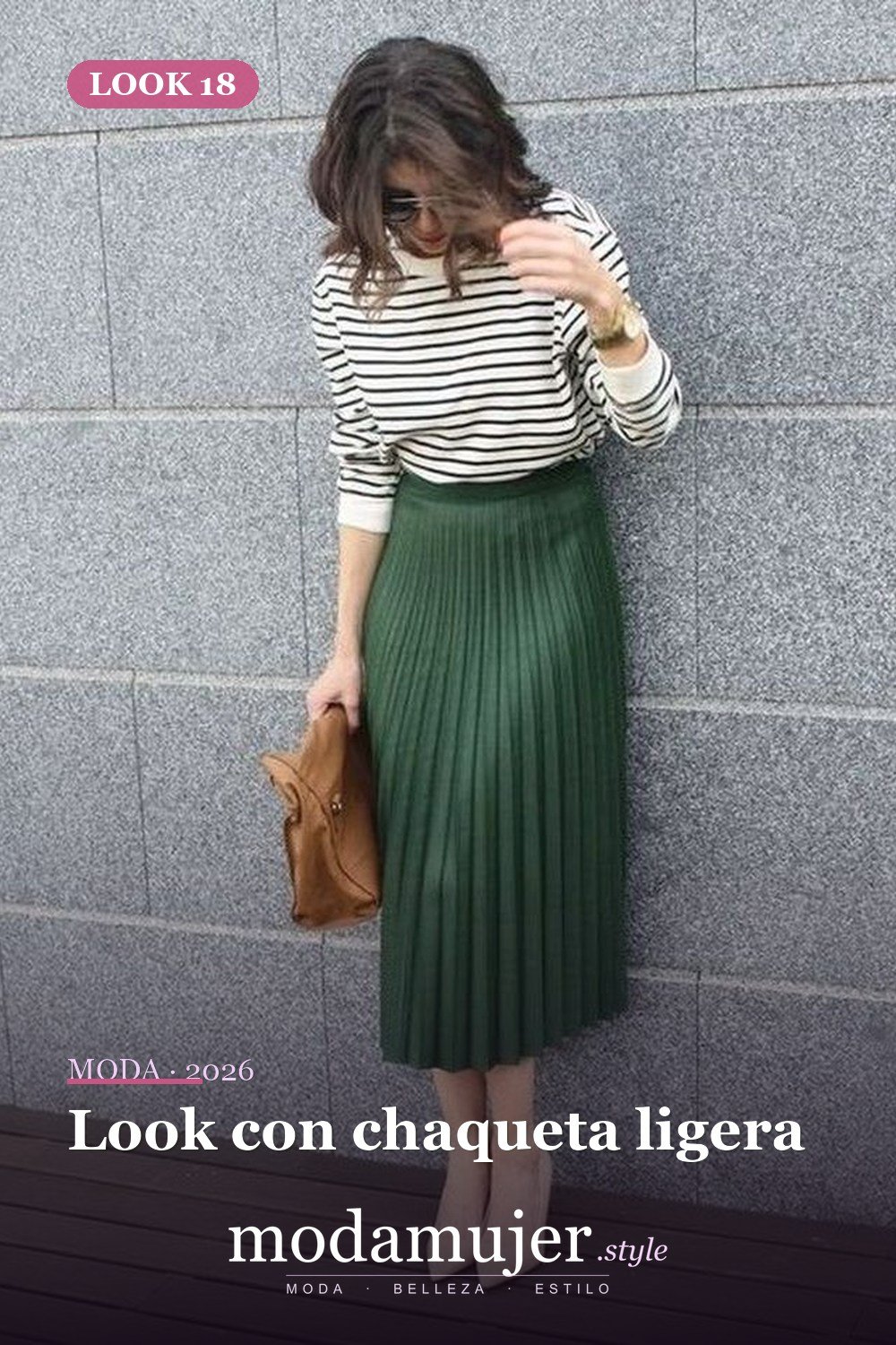Look con chaqueta ligera — 35 trajes casuales de primavera para mujer con faldas midi