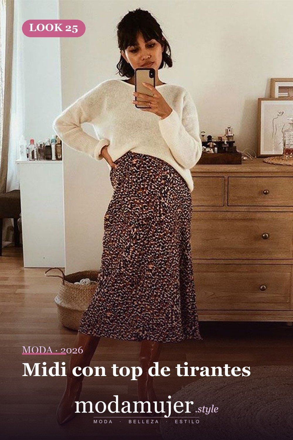Midi con top de tirantes — 35 trajes casuales de primavera para mujer con faldas midi