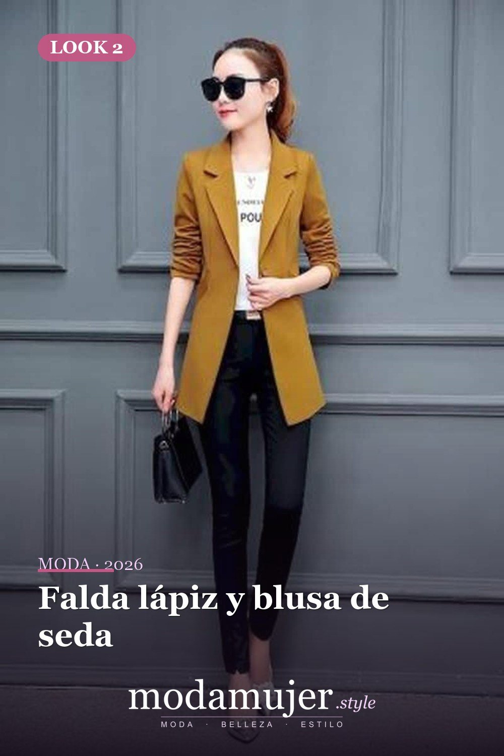 Falda lápiz y blusa de seda — 35 trajes de oficina profesionales y elegantes para mujeres