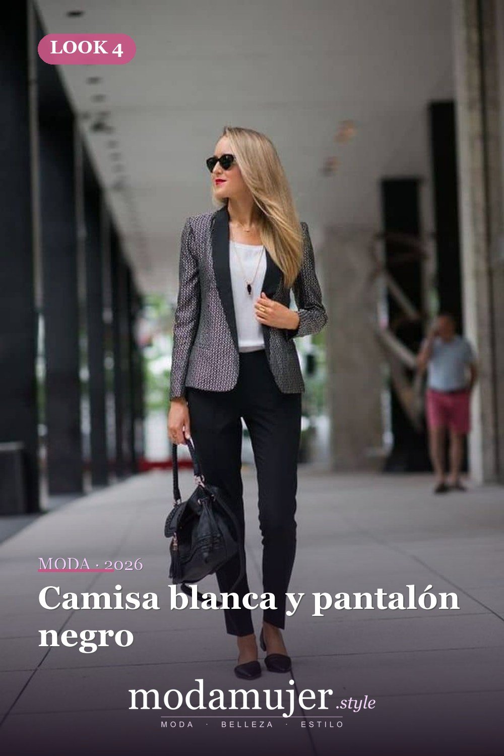 Camisa blanca y pantalón negro — 35 trajes de oficina profesionales y elegantes para mujeres