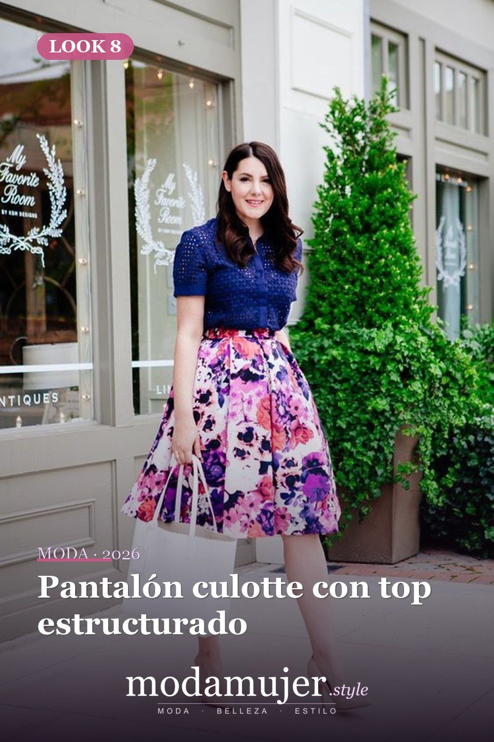 Pantalón culotte con top estructurado — 35 trajes de oficina profesionales y elegantes para mujeres