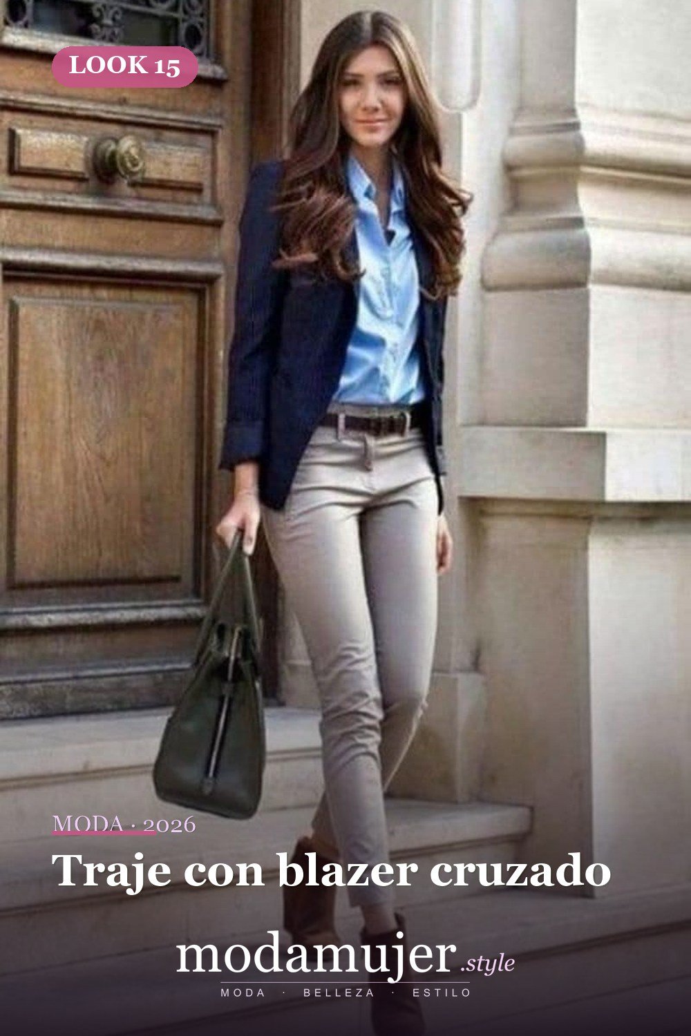 Traje con blazer cruzado — 35 trajes de oficina profesionales y elegantes para mujeres