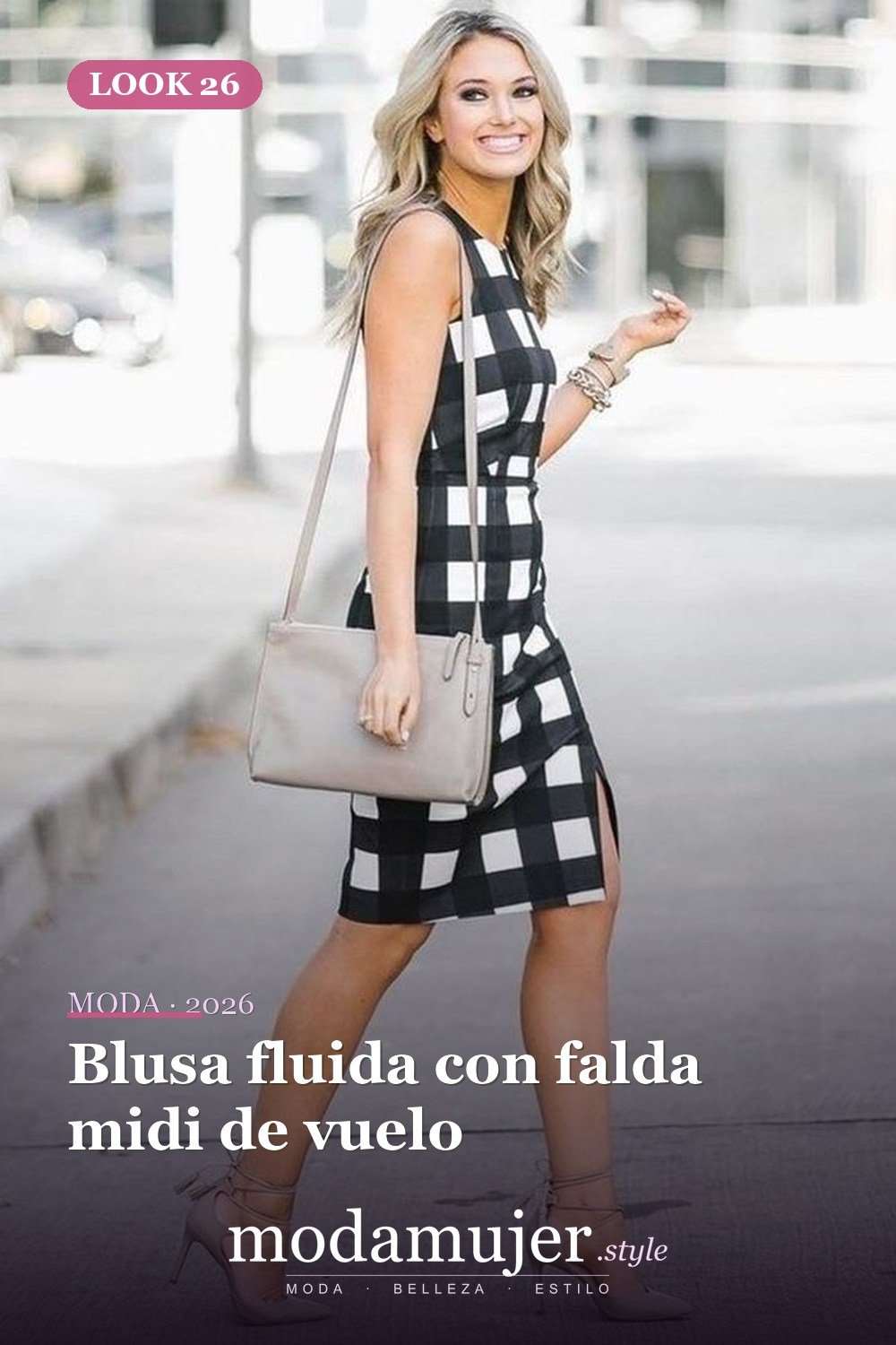 Blusa fluida con falda midi de vuelo — 35 trajes de trabajo profesionales de verano para mujeres profesionales