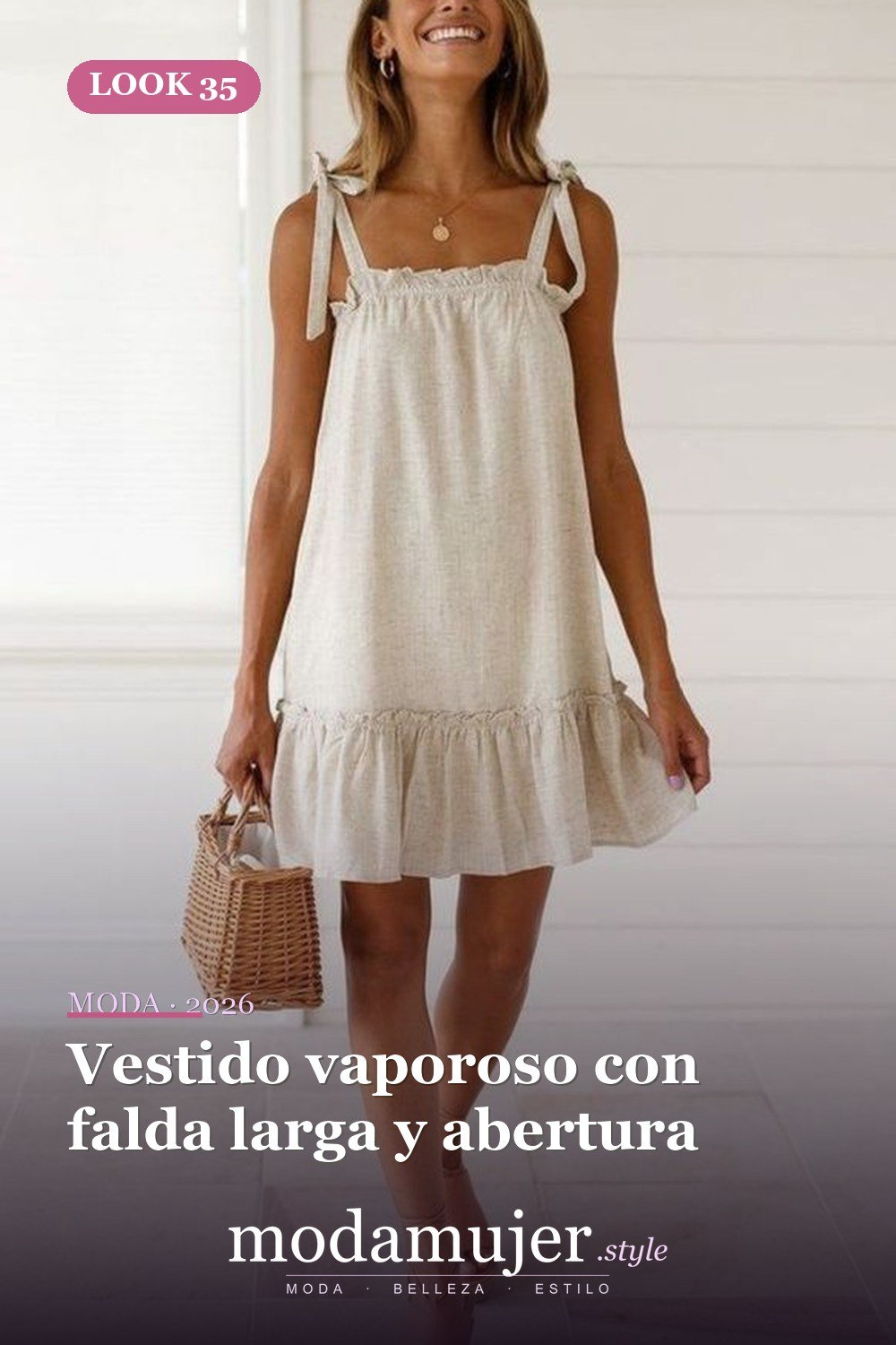 Vestido vaporoso con falda larga y abertura — 35 vestidos casuales de verano para mujeres