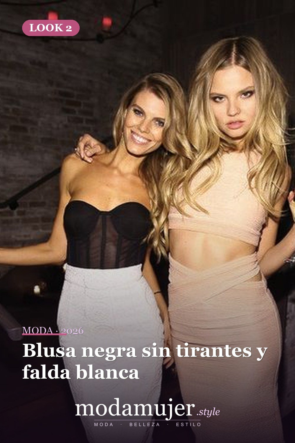 Blusa negra sin tirantes y falda blanca — 37 trajes de fiesta de verano sexys y elegantes para mujer