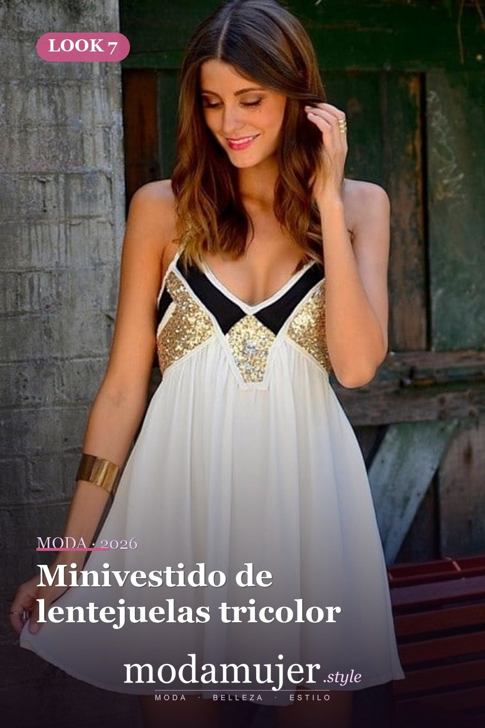 Minivestido de lentejuelas tricolor — 37 trajes de fiesta de verano sexys y elegantes para mujer