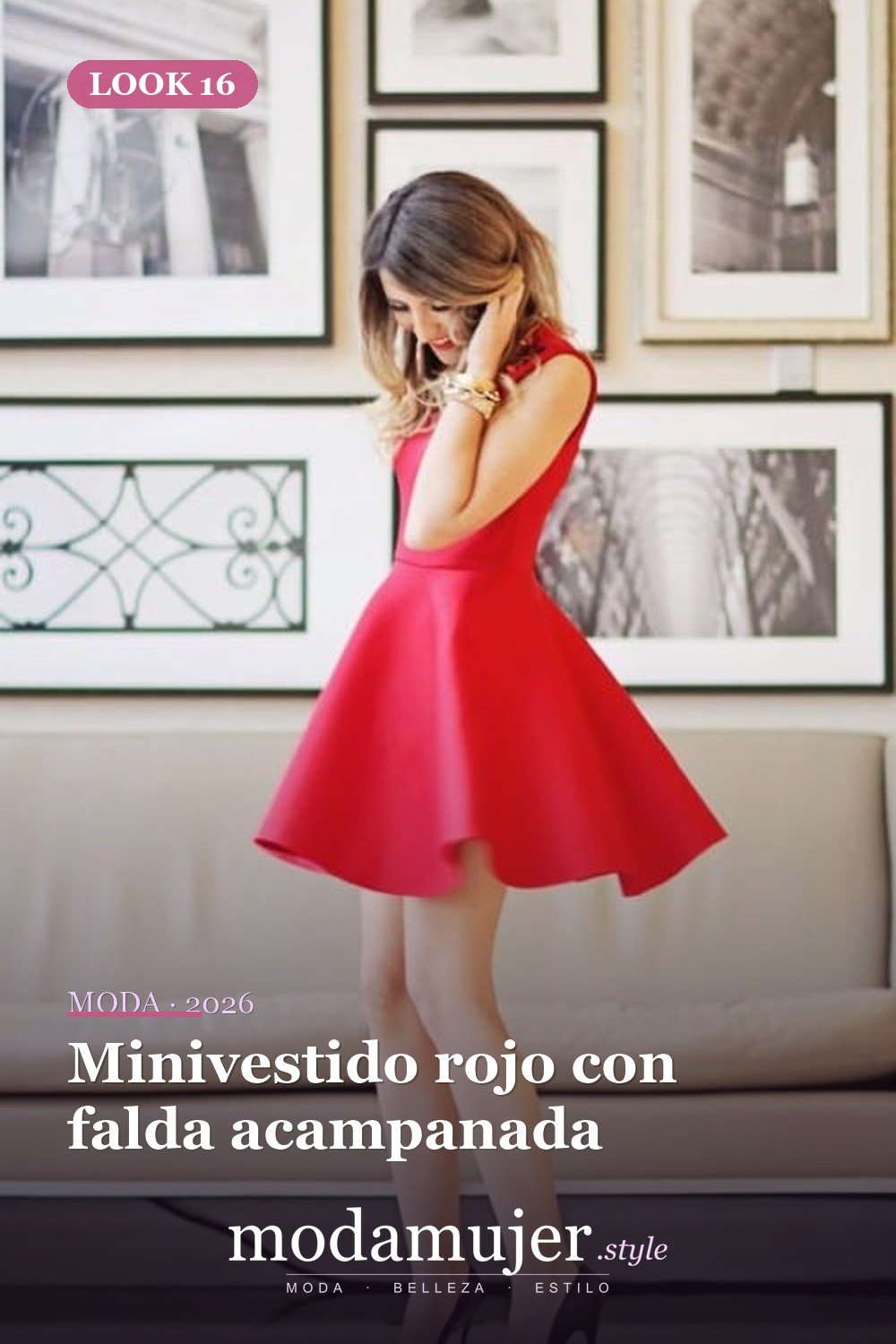 Minivestido rojo con falda acampanada — 37 trajes de fiesta de verano sexys y elegantes para mujer