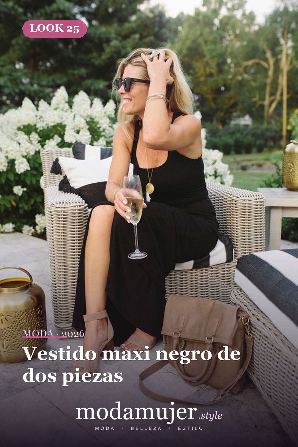 Vestido maxi negro de dos piezas — 37 trajes de fiesta de verano sexys y elegantes para mujer