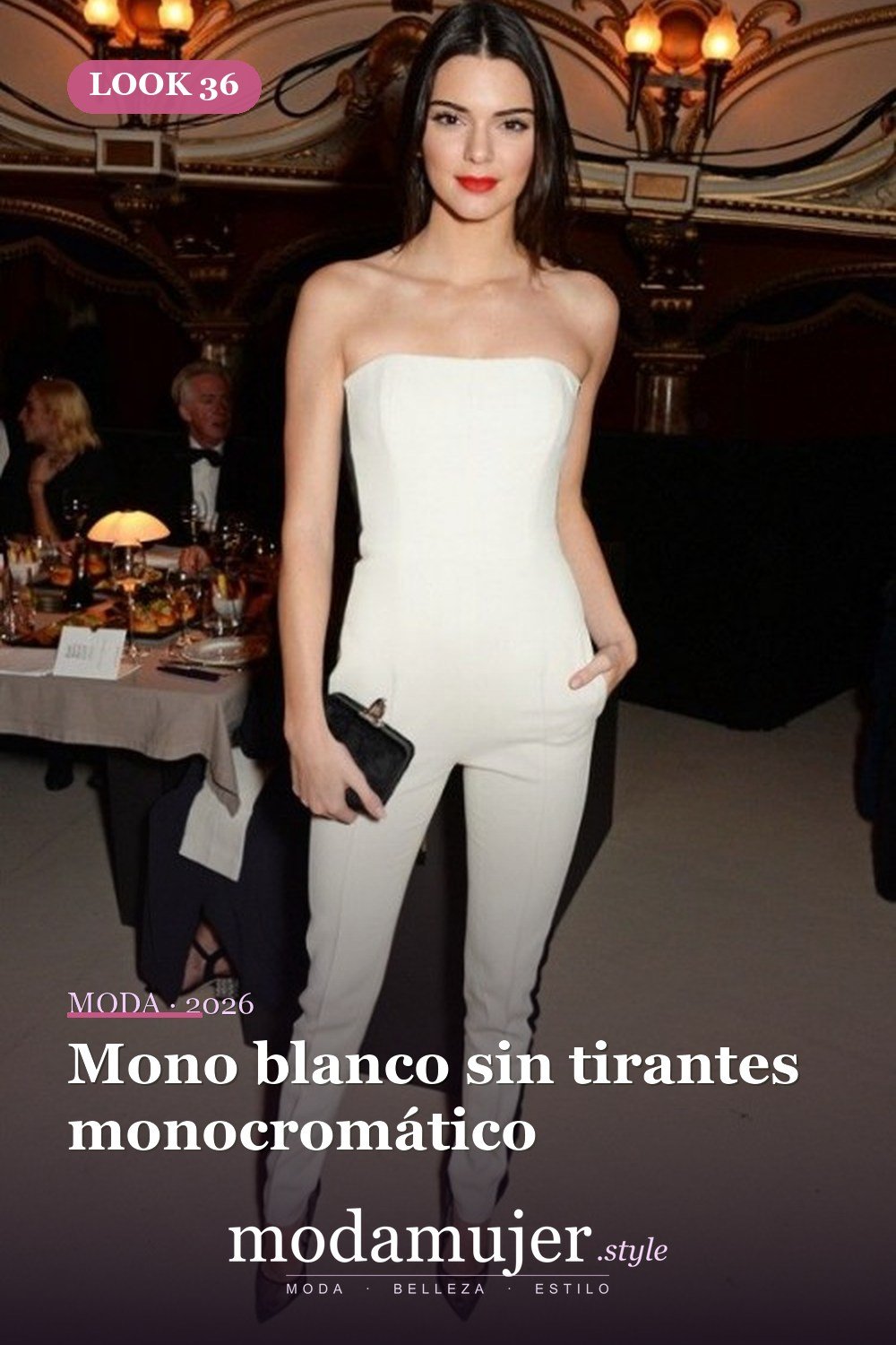 Mono blanco sin tirantes monocromático — 37 trajes de fiesta de verano sexys y elegantes para mujer
