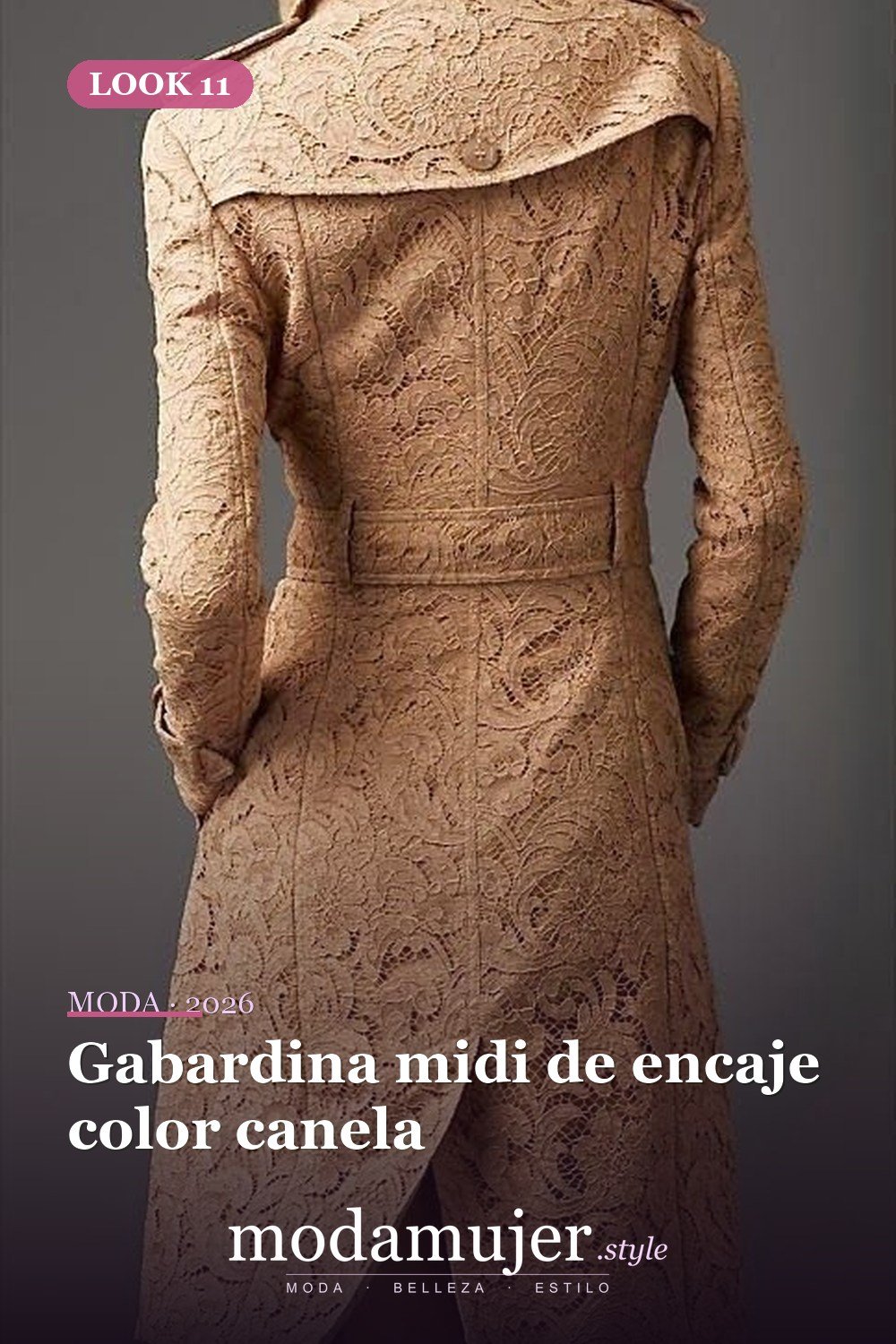 Gabardina midi de encaje color canela — 38 gabardinas geniales para llevar esta primavera
