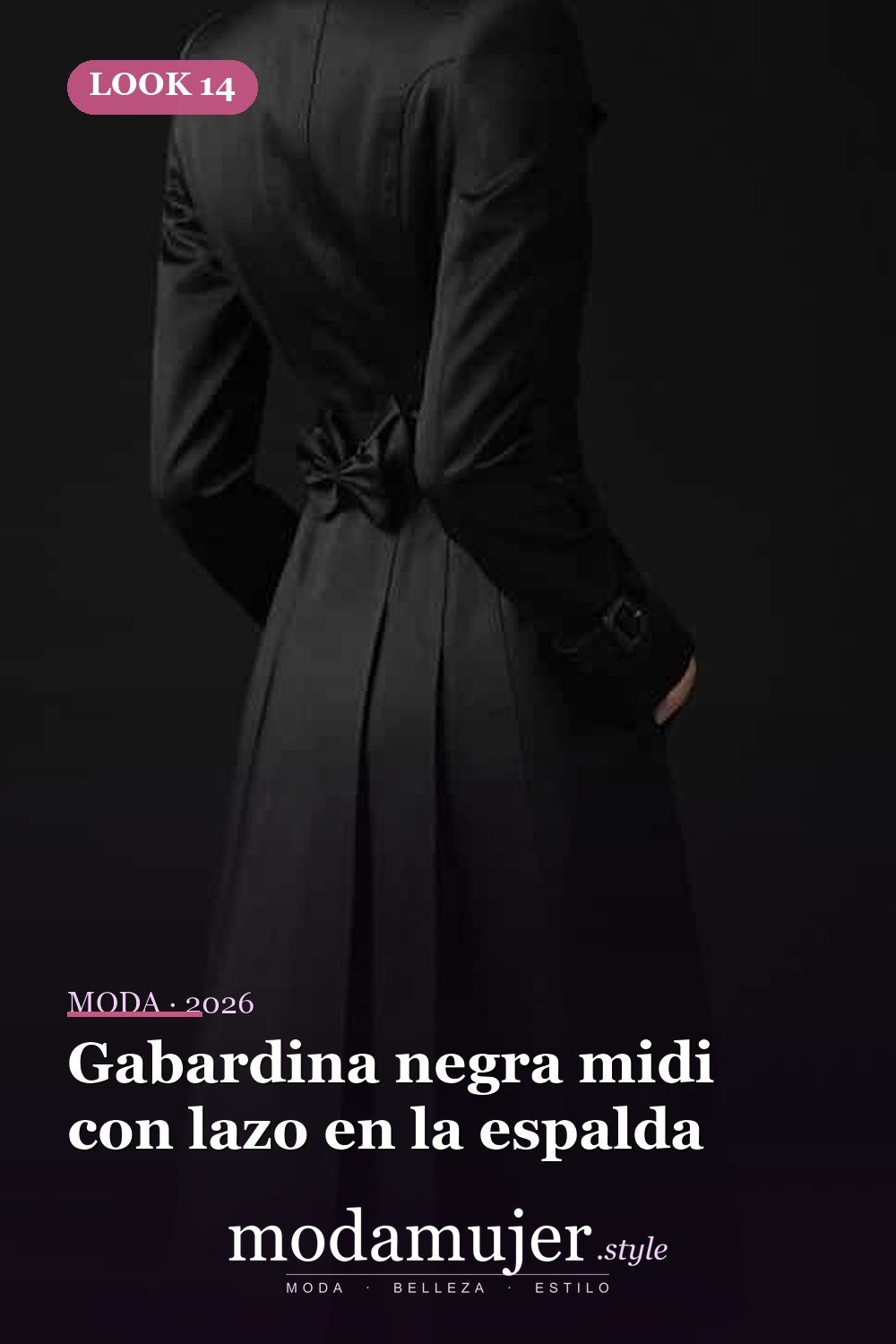 Gabardina negra midi con lazo en la espalda — 38 gabardinas geniales para llevar esta primavera