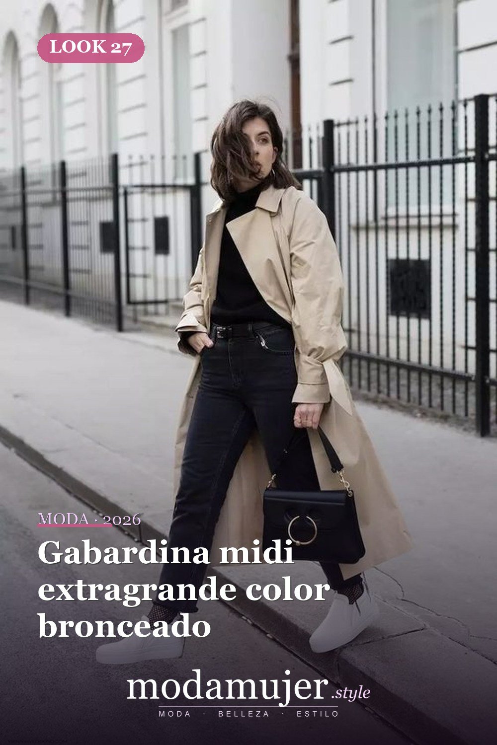 Gabardina midi extragrande color bronceado — 38 gabardinas geniales para llevar esta primavera