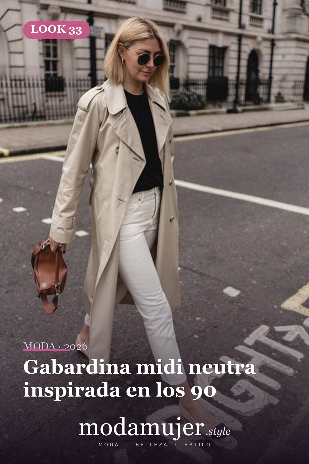 Gabardina midi neutra inspirada en los 90 — 38 gabardinas geniales para llevar esta primavera