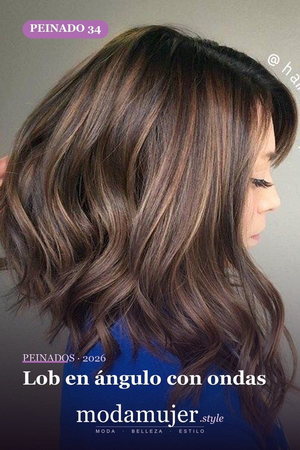 Lob en ángulo con ondas — 38 ideas de corte de pelo de una línea para enamorarse