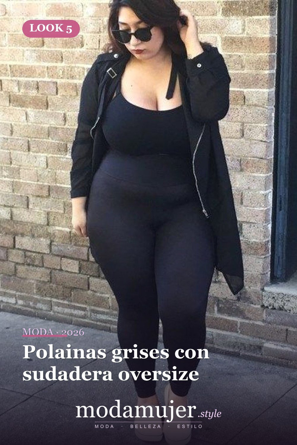 Polainas grises con sudadera oversize — 38 mejores ideas de trajes de invierno con polainas