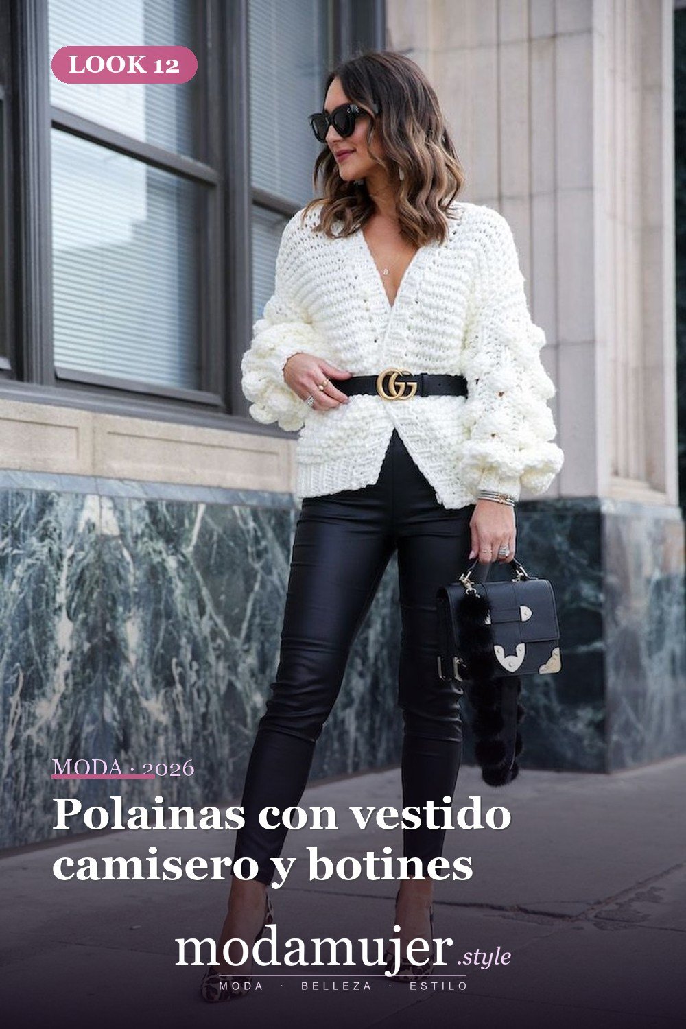 Polainas con vestido camisero y botines — 38 mejores ideas de trajes de invierno con polainas