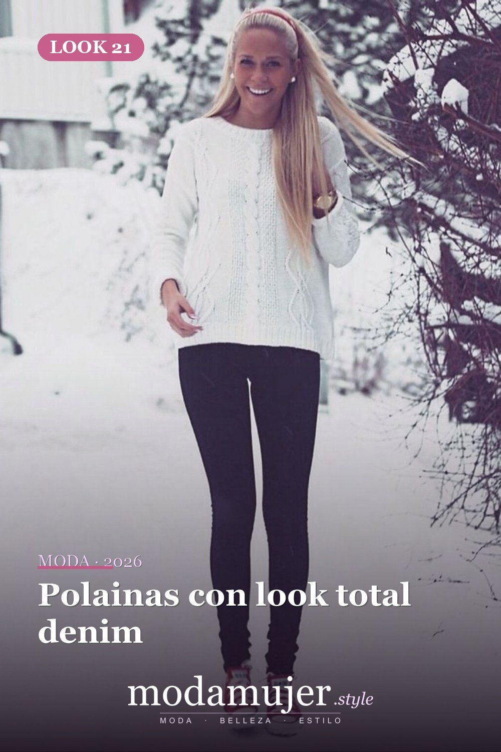 Polainas con look total denim — 38 mejores ideas de trajes de invierno con polainas