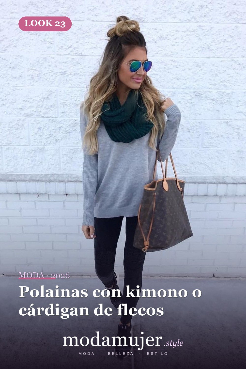 Polainas con kimono o cárdigan de flecos — 38 mejores ideas de trajes de invierno con polainas