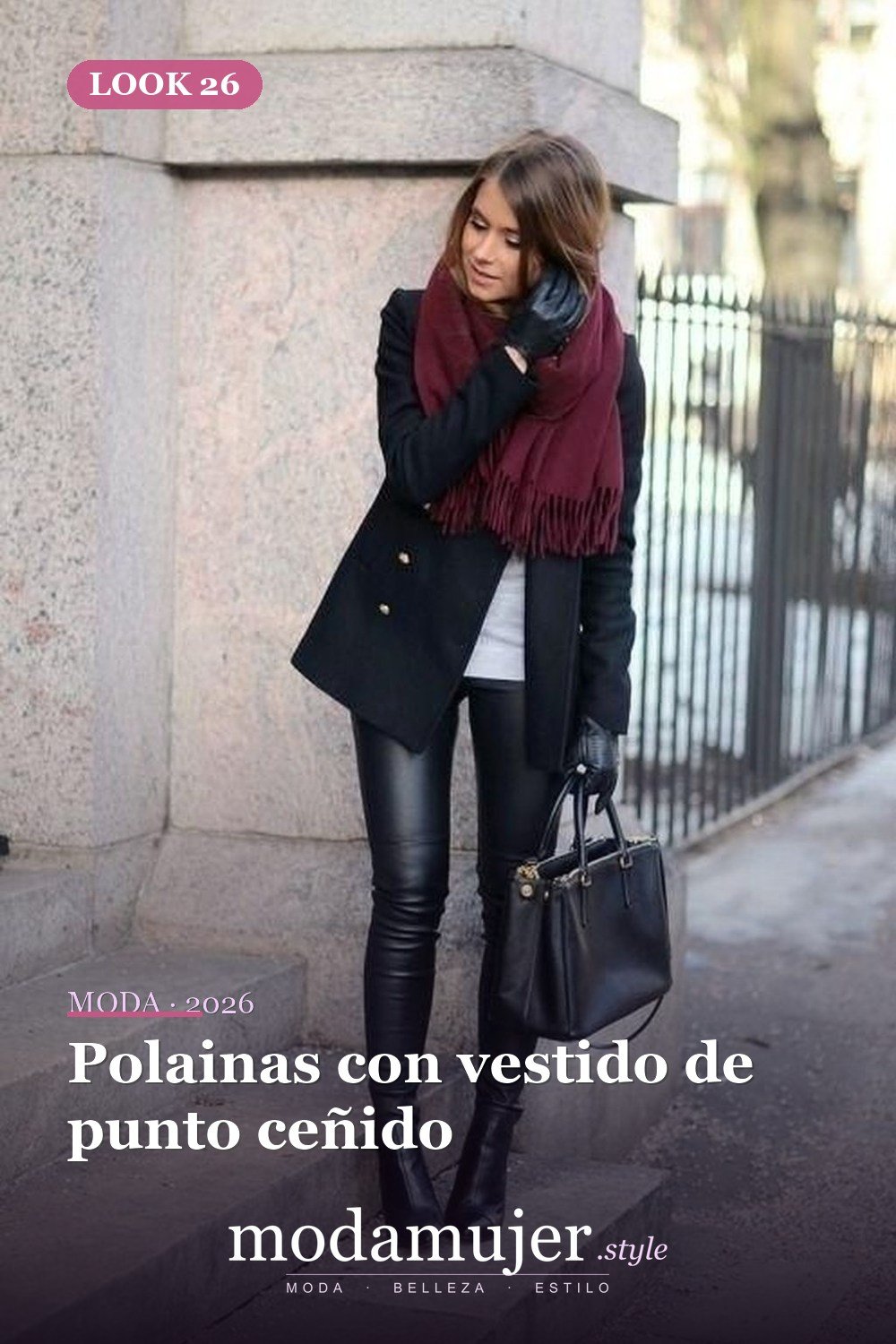 Polainas con vestido de punto ceñido — 38 mejores ideas de trajes de invierno con polainas