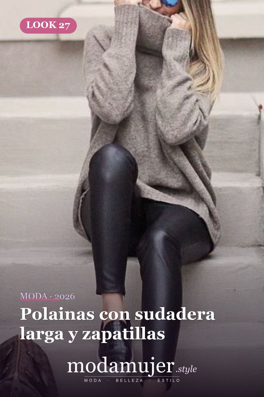 Polainas con sudadera larga y zapatillas — 38 mejores ideas de trajes de invierno con polainas