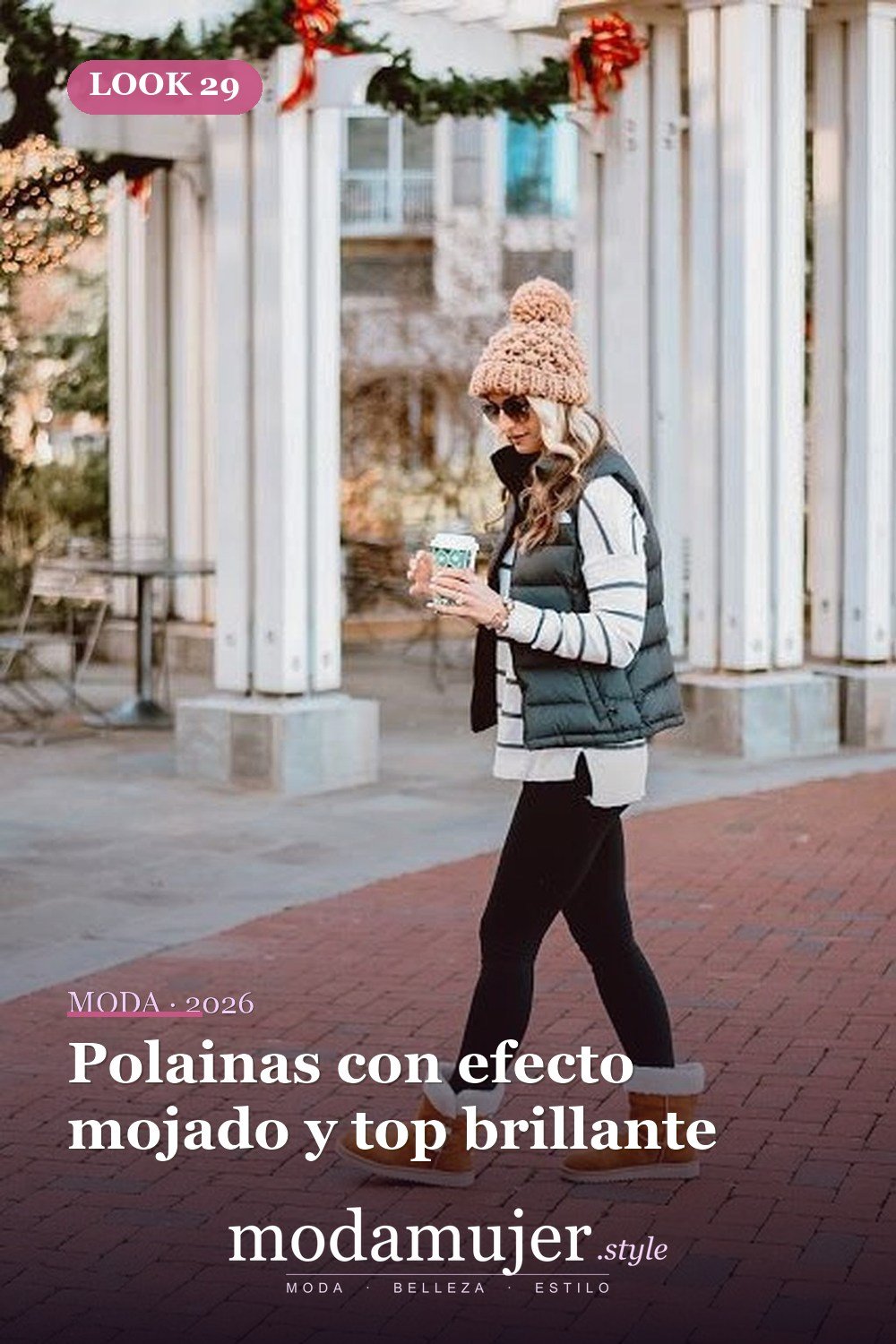 Polainas con efecto mojado y top brillante — 38 mejores ideas de trajes de invierno con polainas