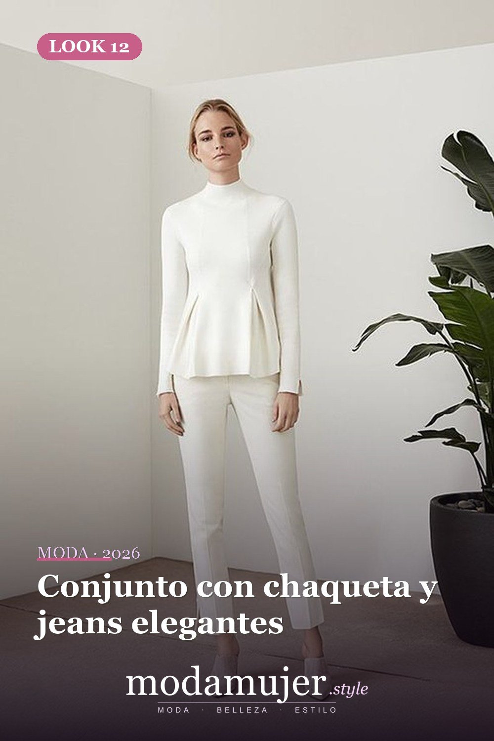Conjunto con chaqueta y jeans elegantes — 38 trajes de trabajo de primavera elegantes y favorecedores para mujeres en 2026