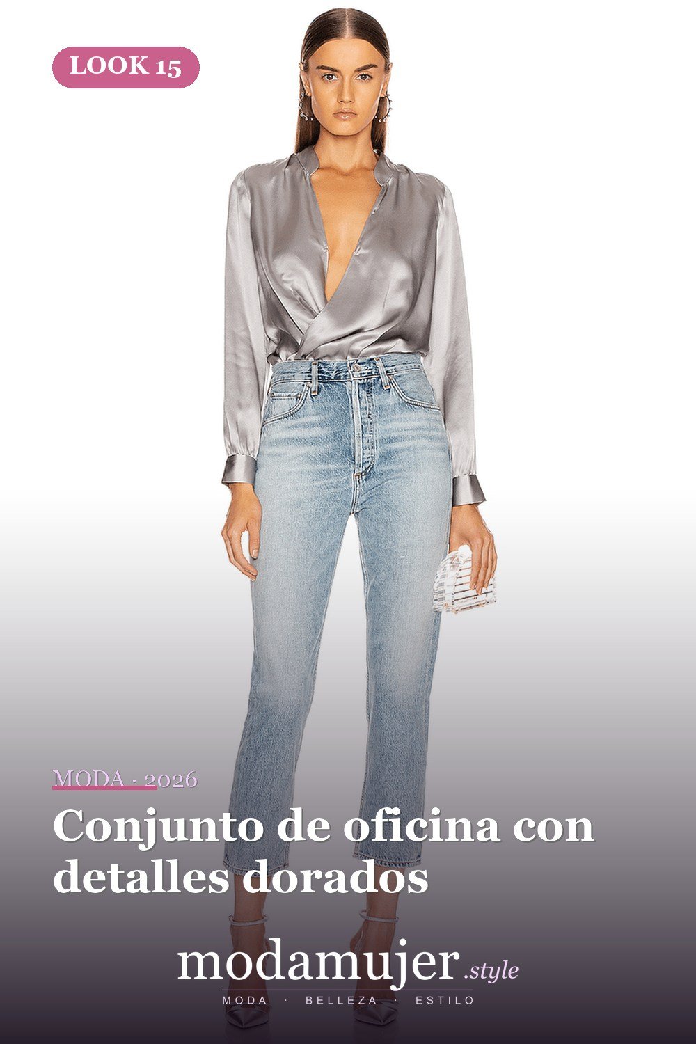 Conjunto de oficina con detalles dorados — 38 trajes de trabajo de primavera elegantes y favorecedores para mujeres en 2026