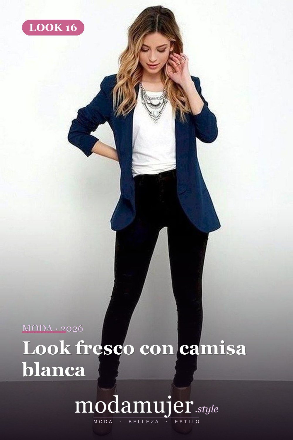 Look fresco con camisa blanca — 38 trajes de trabajo de primavera elegantes y favorecedores para mujeres en 2026