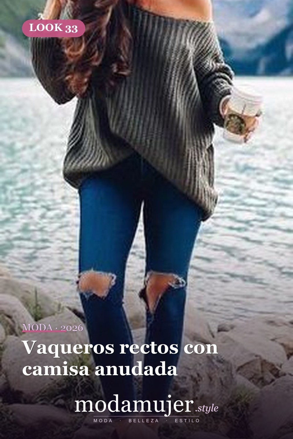 Vaqueros rectos con camisa anudada — 39 mejores ideas de trajes casuales para mujeres de primavera que debes copiar de inmediato