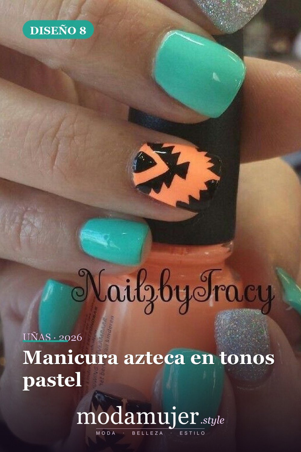 Manicura azteca en tonos pastel — 40 acogedoras ideas de diseños de uñas aztecas que te encantarán