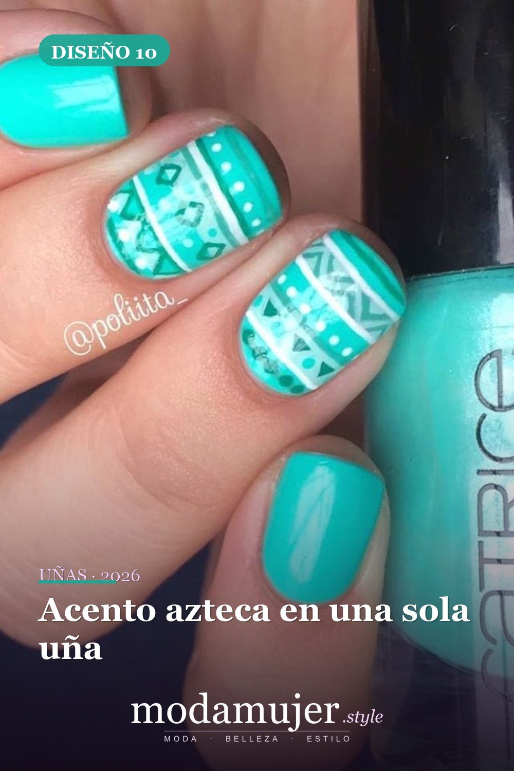 Acento azteca en una sola uña — 40 acogedoras ideas de diseños de uñas aztecas que te encantarán