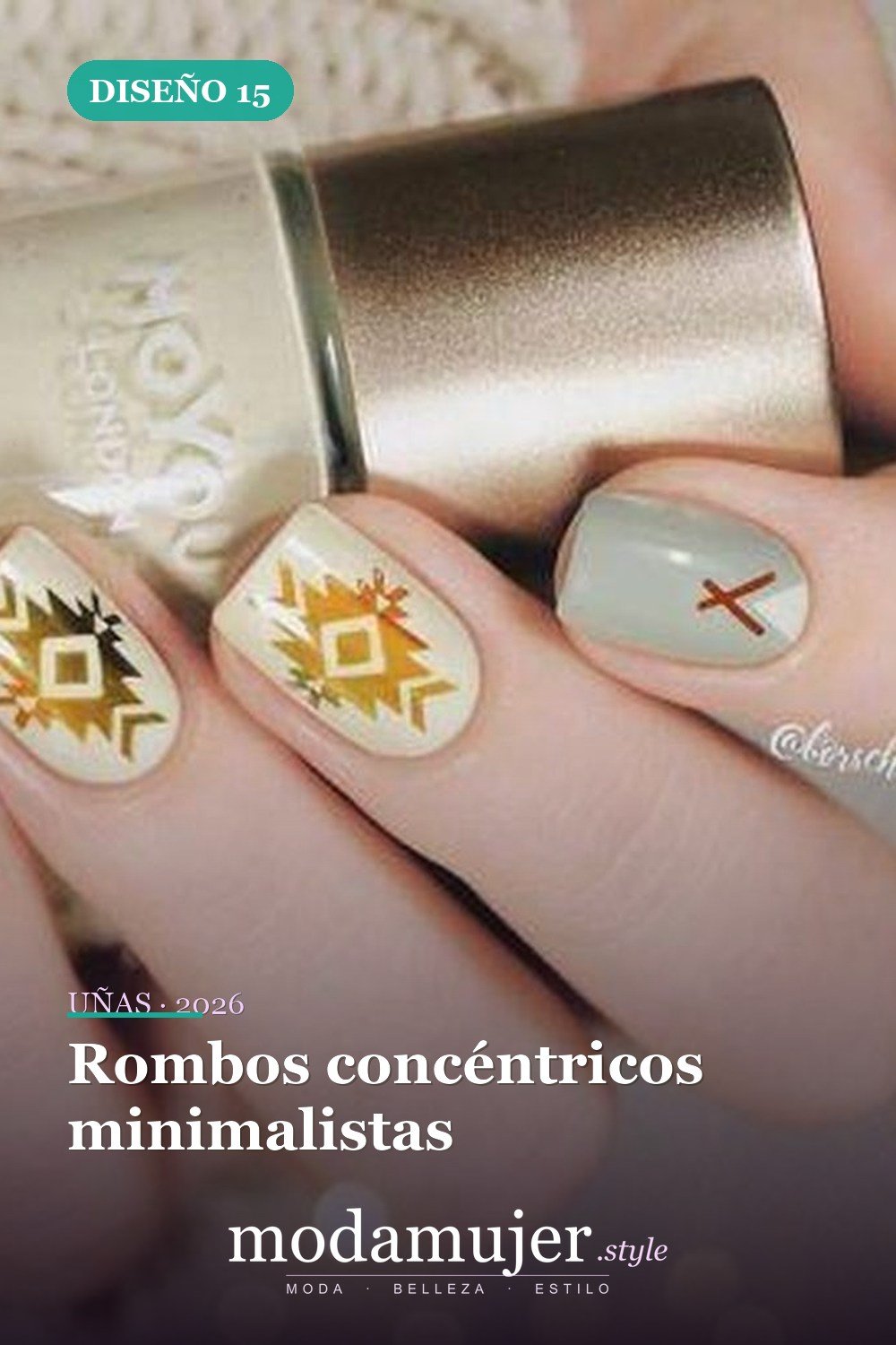 Rombos concéntricos minimalistas — 40 acogedoras ideas de diseños de uñas aztecas que te encantarán