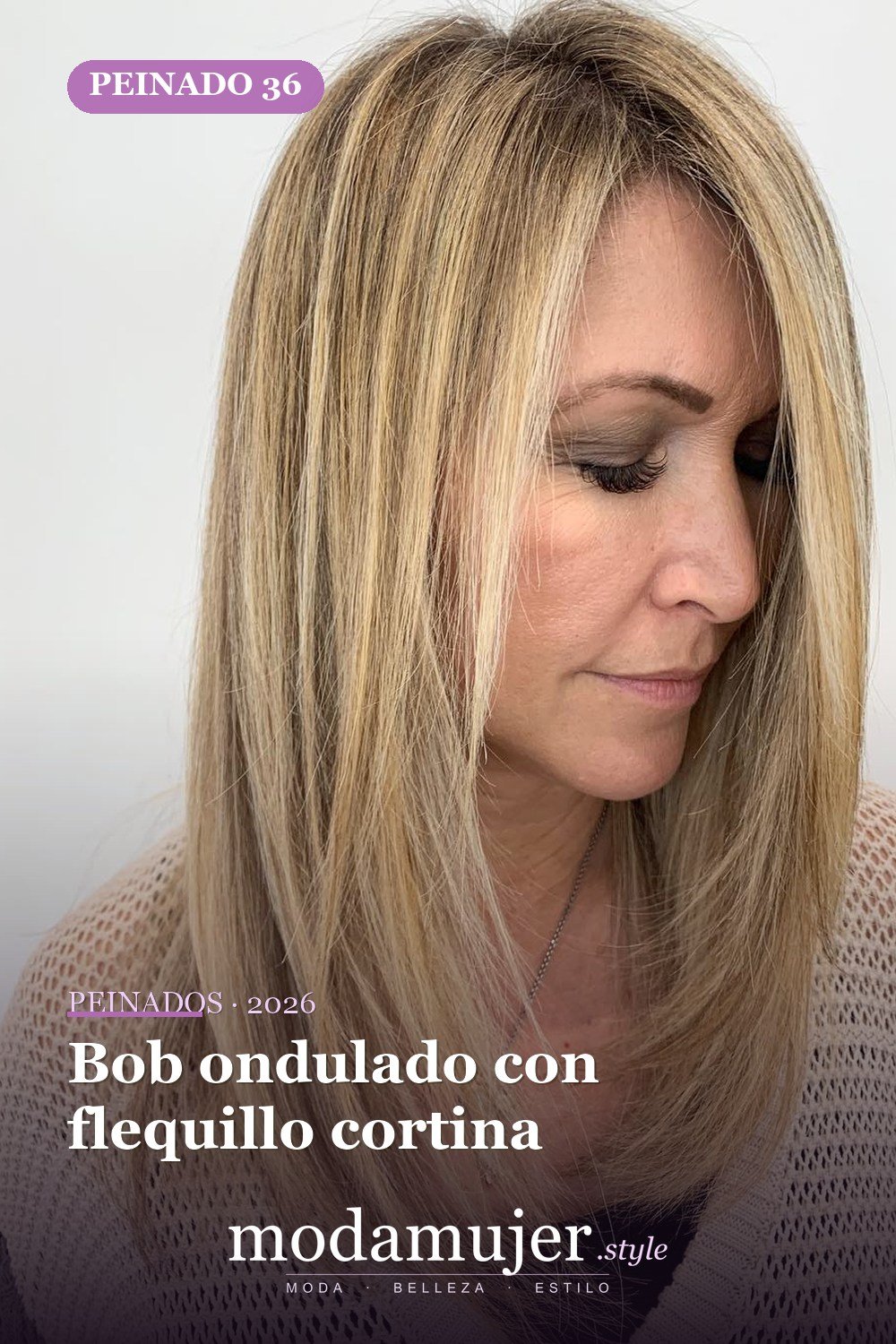 Bob ondulado con flequillo cortina — 41 nuevas ideas de corte de pelo y tendencias de corte de pelo para 2026