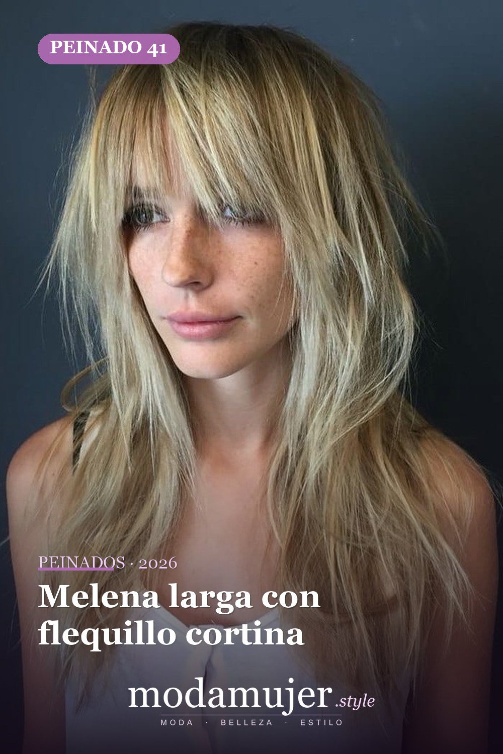 Melena larga con flequillo cortina — 41 nuevas ideas de corte de pelo y tendencias de corte de pelo para 2026