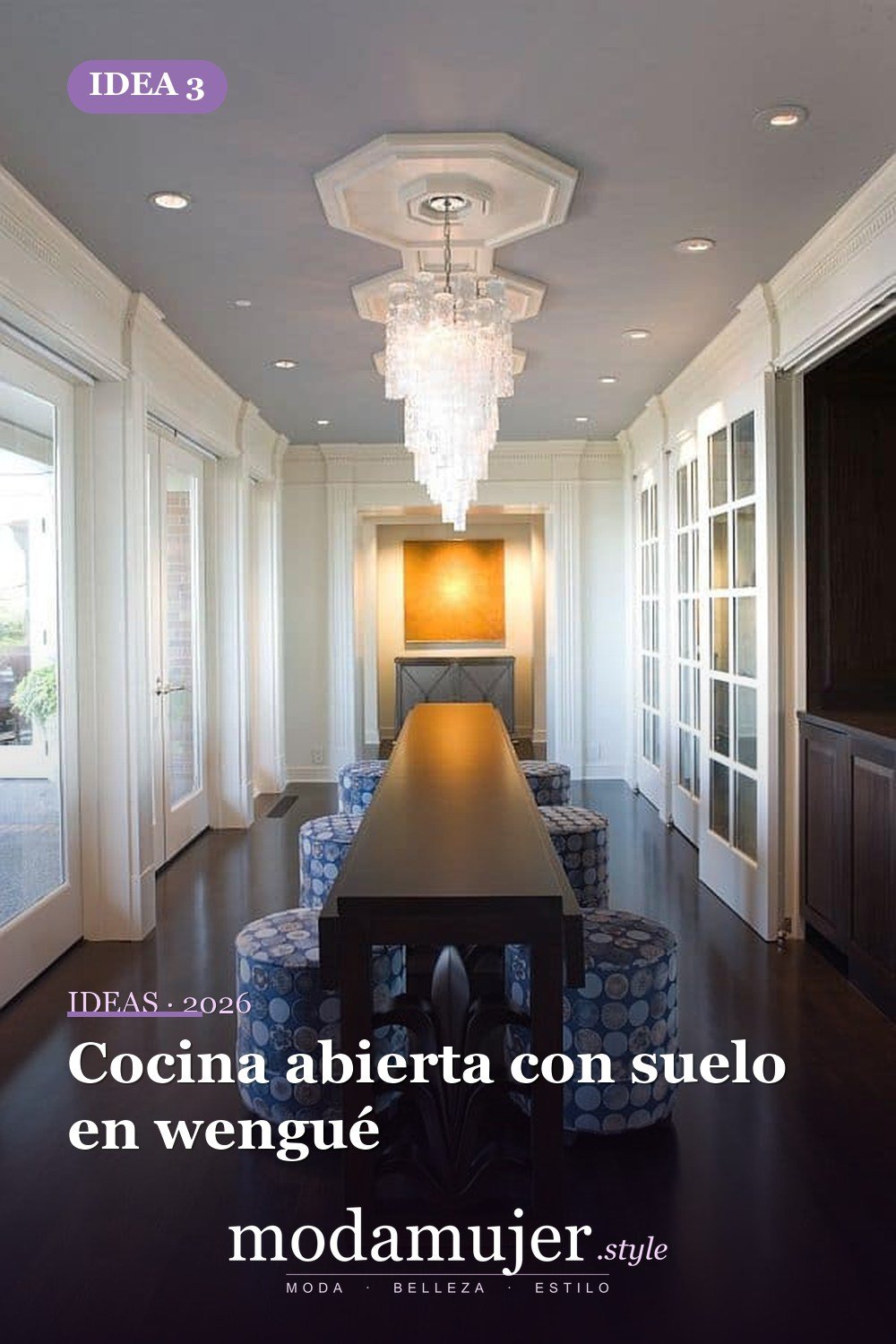 Cocina abierta con suelo en wengué — 40 pisos de madera oscura que dan vida a todo tipo de habitaciones