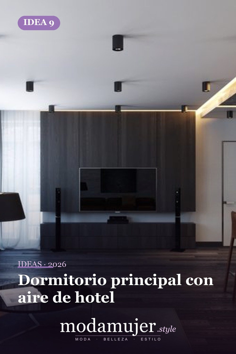 Dormitorio principal con aire de hotel — 40 pisos de madera oscura que dan vida a todo tipo de habitaciones