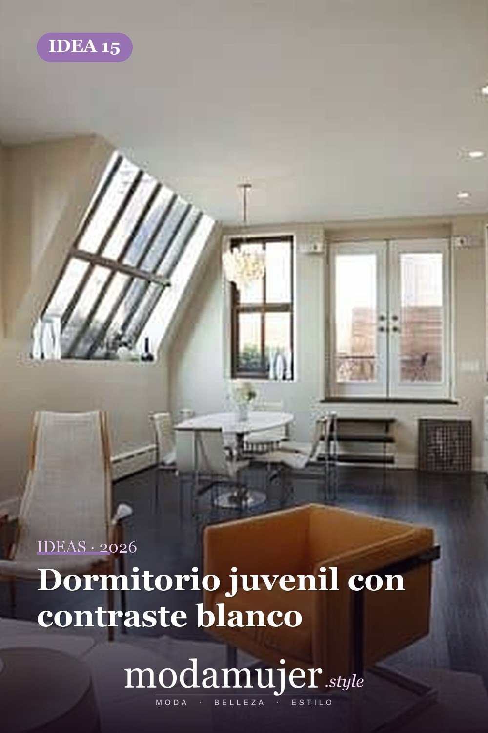 Dormitorio juvenil con contraste blanco — 40 pisos de madera oscura que dan vida a todo tipo de habitaciones