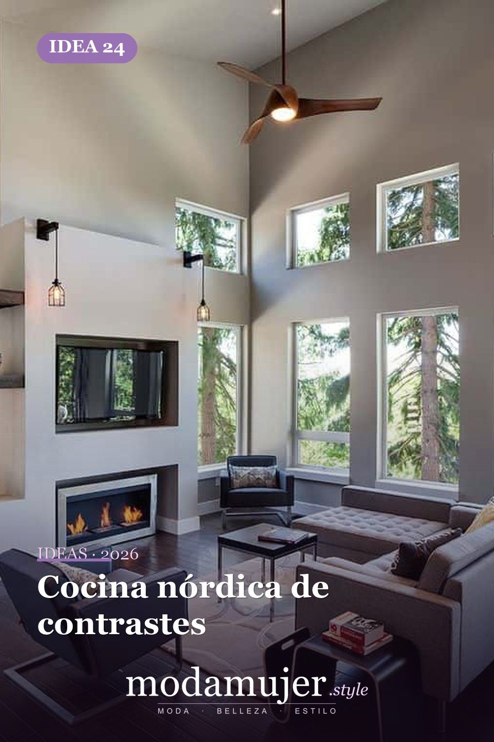 Cocina nórdica de contrastes — 40 pisos de madera oscura que dan vida a todo tipo de habitaciones