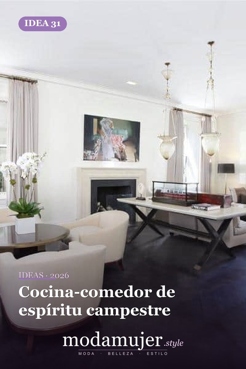 Cocina-comedor de espíritu campestre — 40 pisos de madera oscura que dan vida a todo tipo de habitaciones