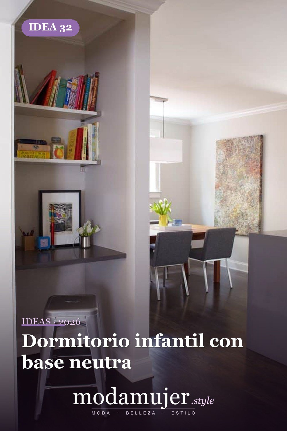 Dormitorio infantil con base neutra — 40 pisos de madera oscura que dan vida a todo tipo de habitaciones