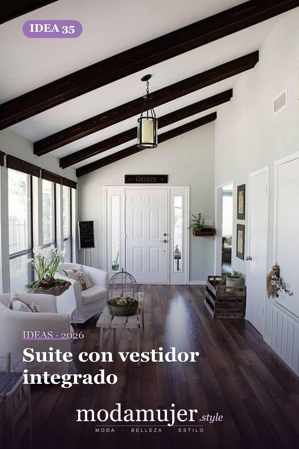 Suite con vestidor integrado — 40 pisos de madera oscura que dan vida a todo tipo de habitaciones