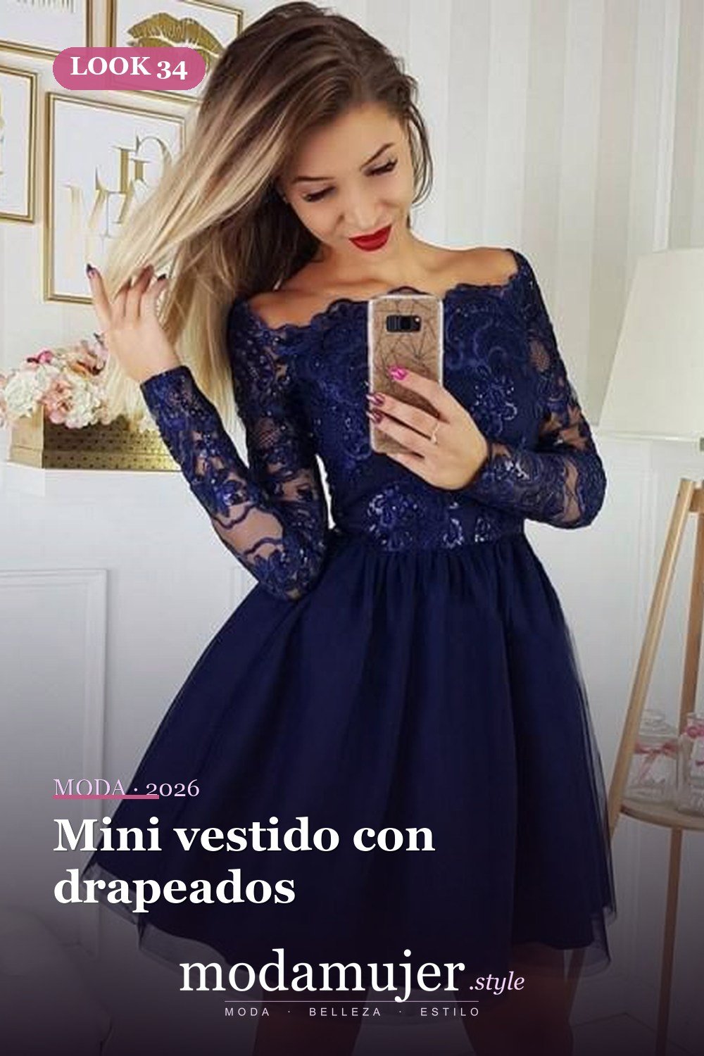 Mini vestido con drapeados — 40 de las mejores ideas de mini vestido de fiesta para lucir atractiva