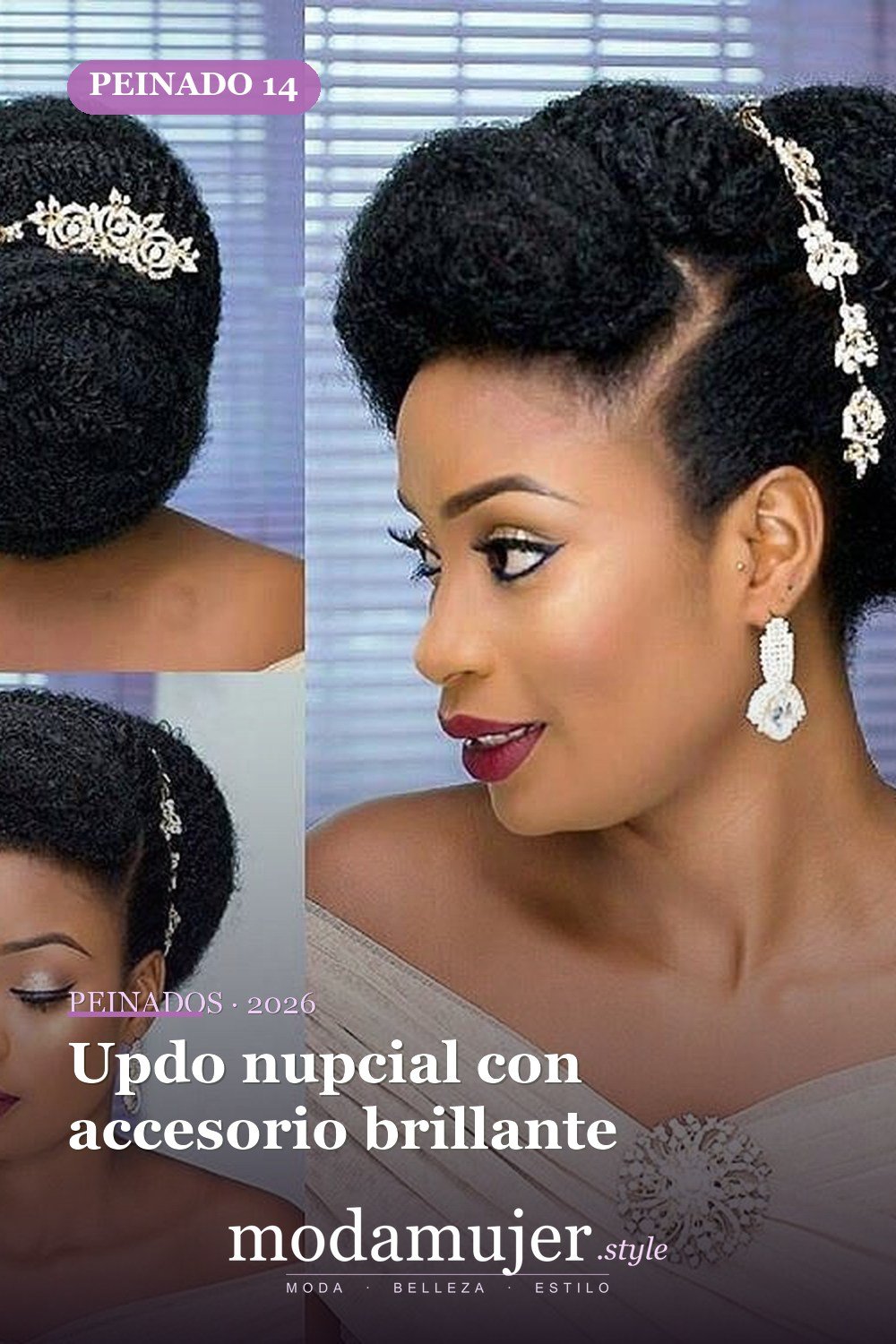 Updo nupcial con accesorio brillante — 40 Updos para cabello largo para cualquier ocasión