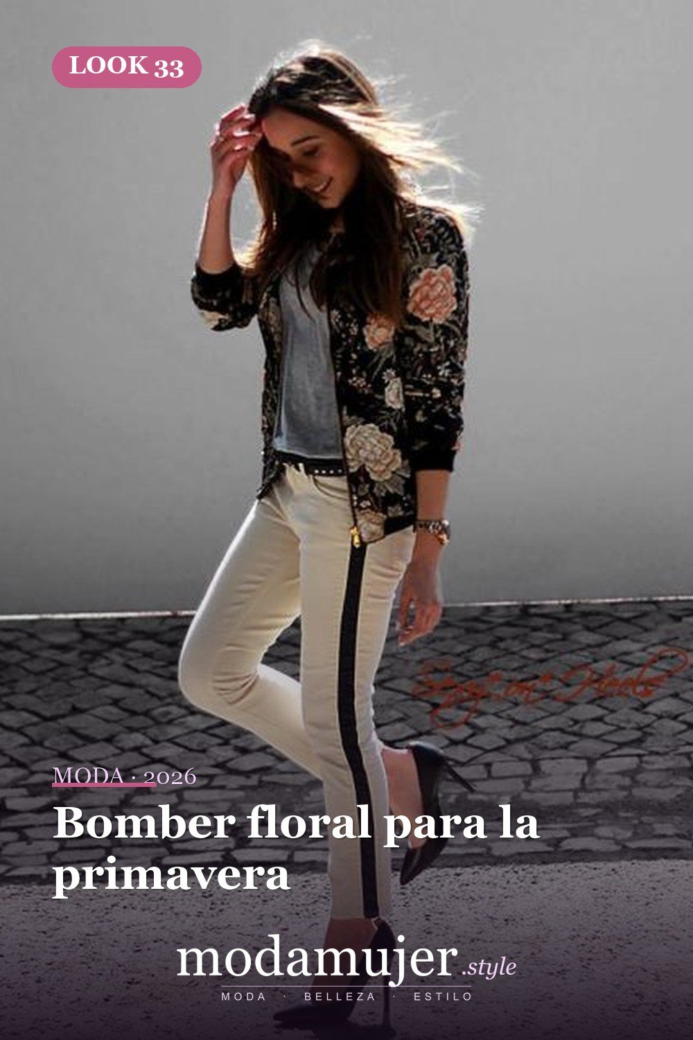 Bomber floral para la primavera — 41 formas elegantes de usar pantalones de rayas laterales en 2026