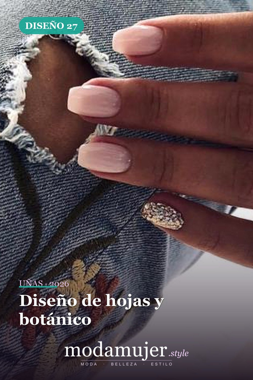 Diseño de hojas y botánico — 42 hermosos diseños de uñas para 2026