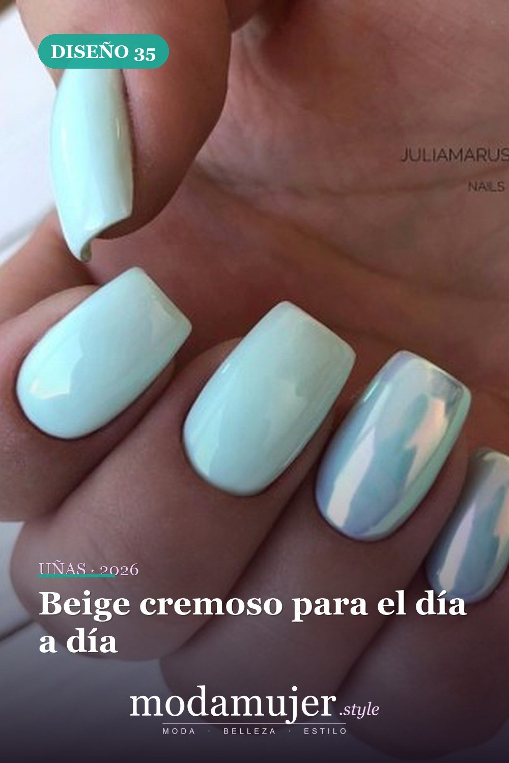 Beige cremoso para el día a día — 42 hermosos diseños de uñas para 2026