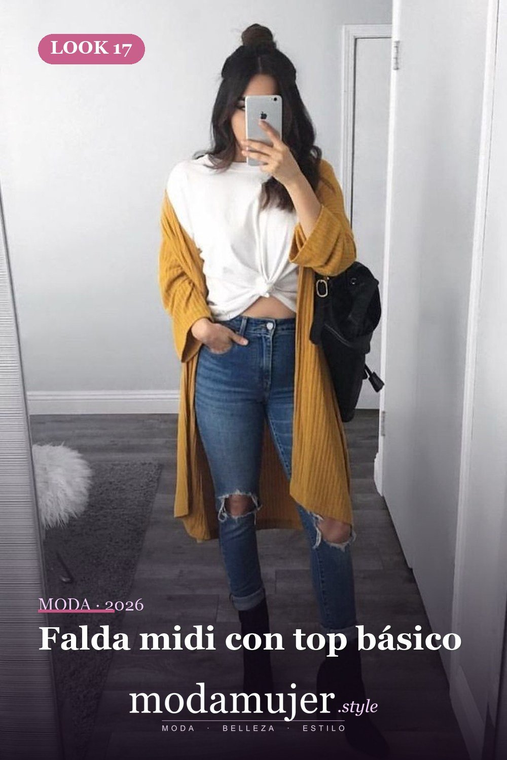 Falda midi con top básico — 42 Outfits Casuales de Primavera para Lucir Ahora en 2026
